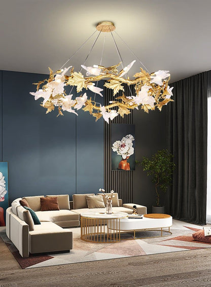 Branch Maple Leaf Crystal Chandelier