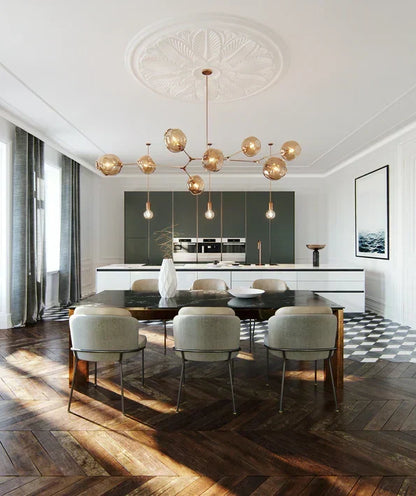 Modern-style Sputnik Glass Branch Chandelier