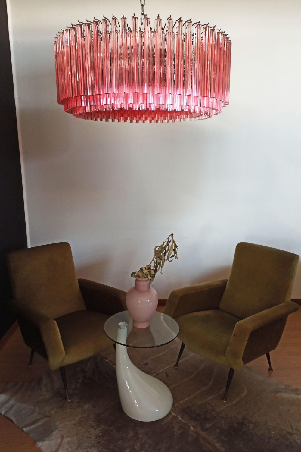 Large pink Art Triedri glass prism chandelier - view 4 | everlamps