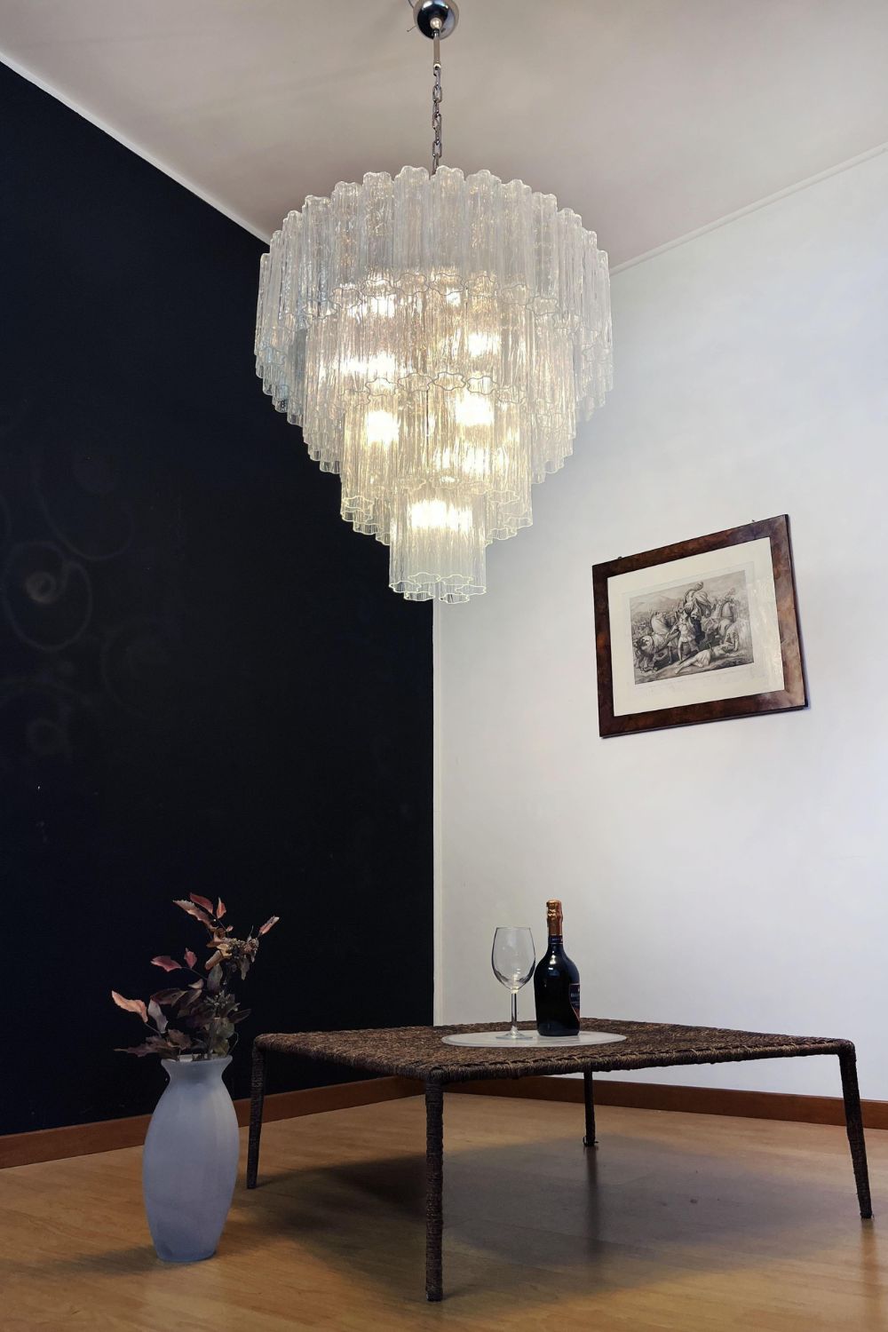 Art clear glass tiered chandelier - view 5 | everlamps