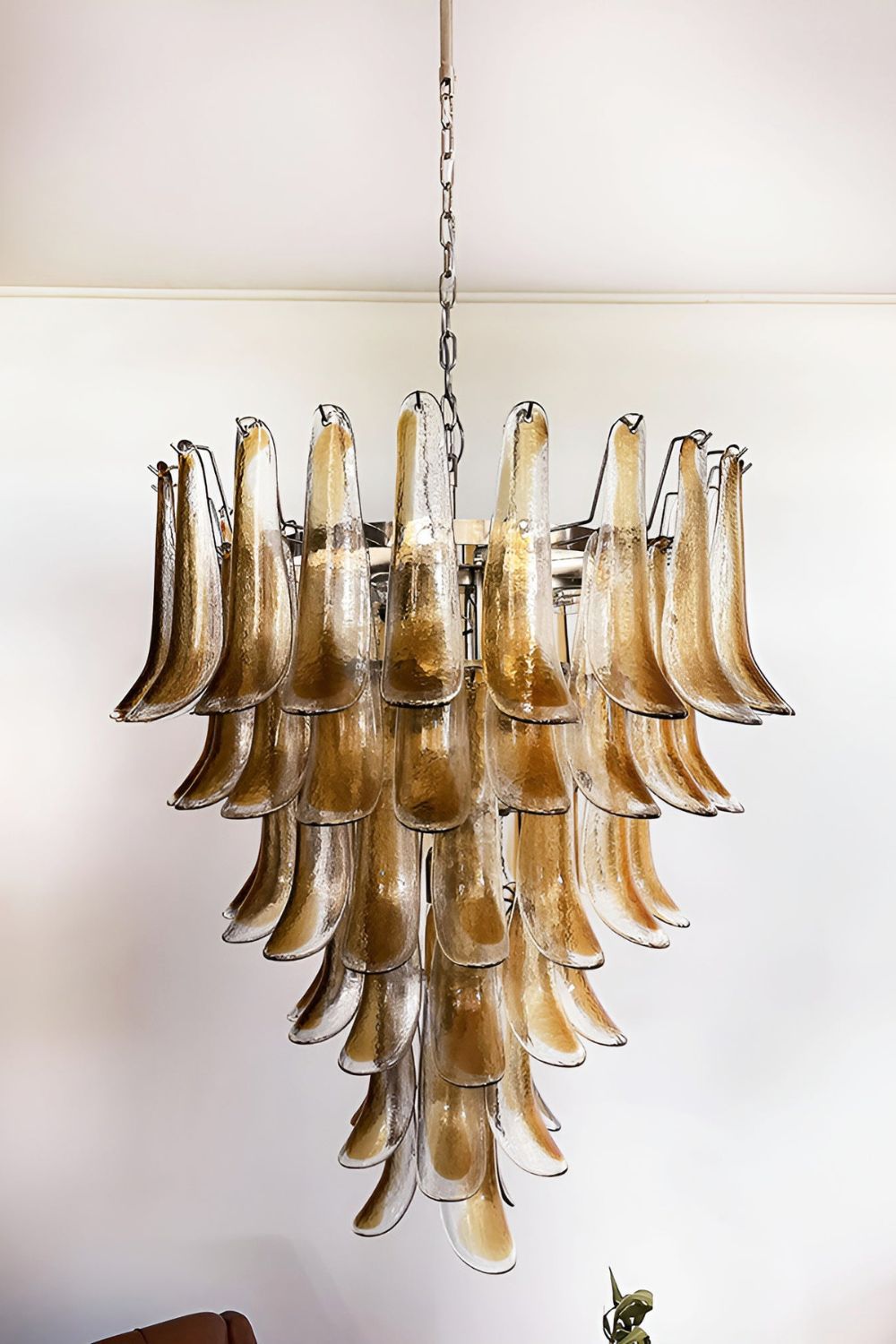 Amber Art Glass Petal Cascade Chandelier - view 9 | everlamps