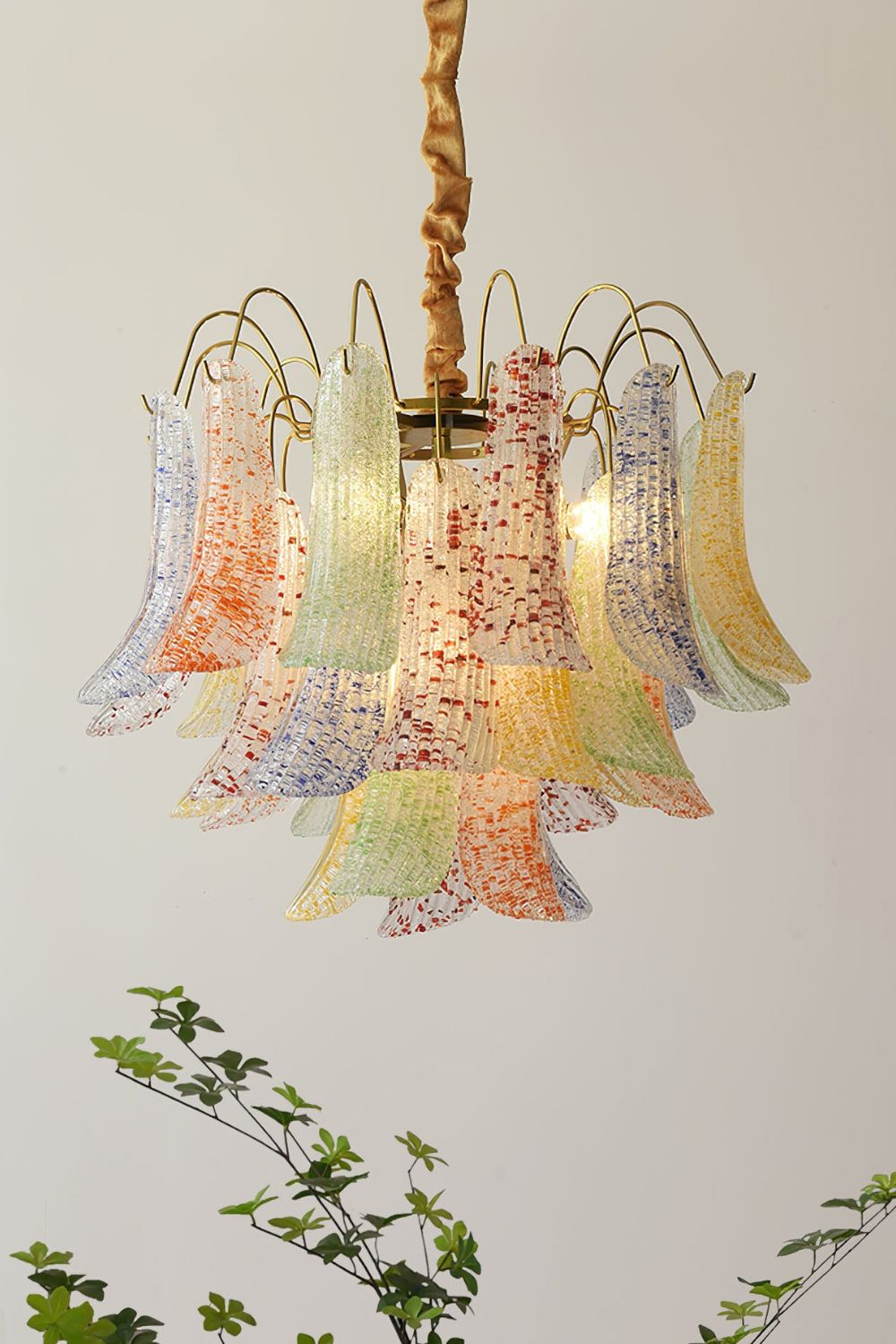 Mazzega Art Petal Stained Glass Chandelier - view 2 | everlamps