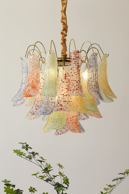 Mazzega Art Petal Stained Glass Chandelier - view 2 | everlamps