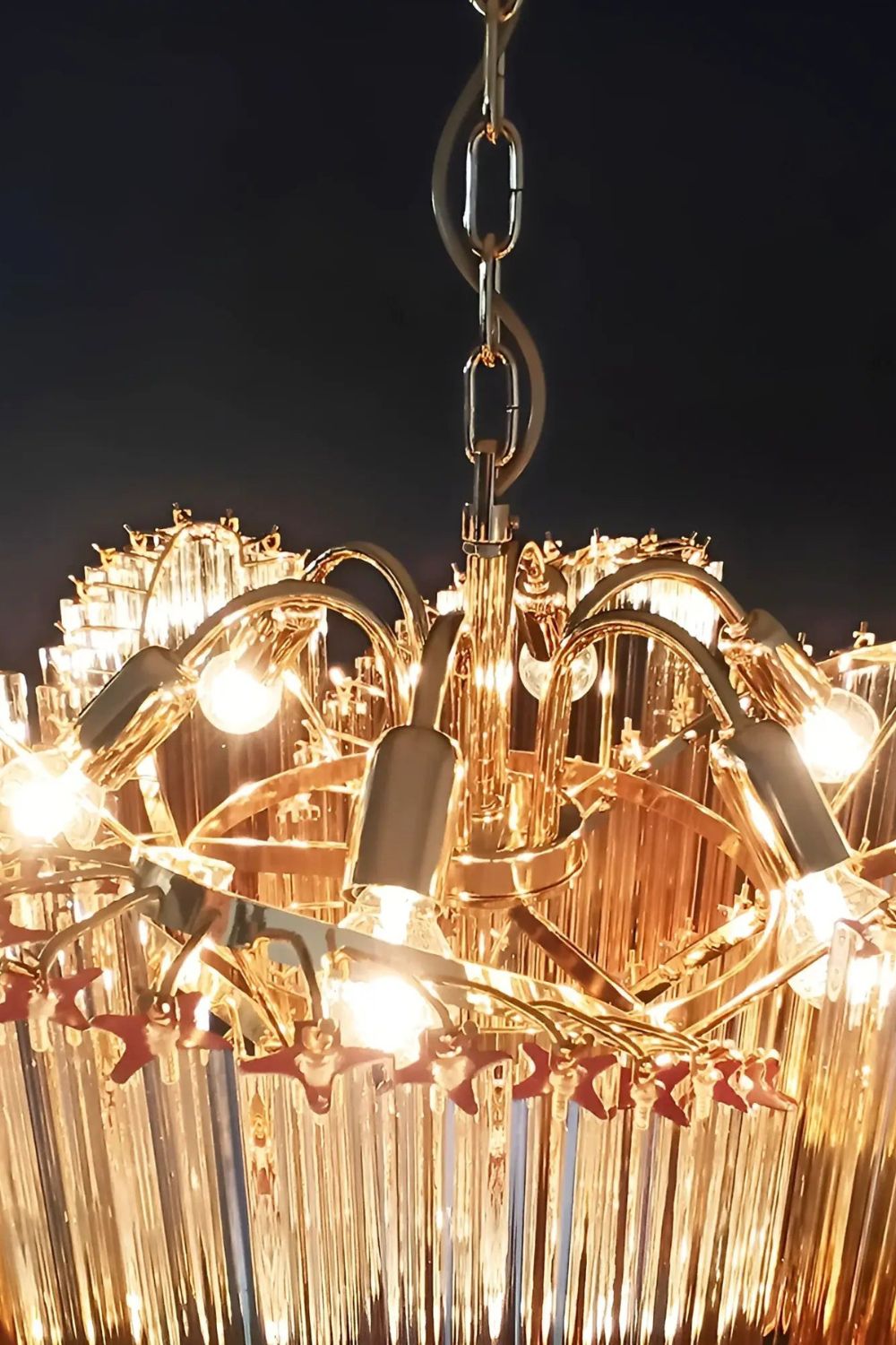 Shaded Amber Art Crystal Prism Chandelier - view 14 | everlamps