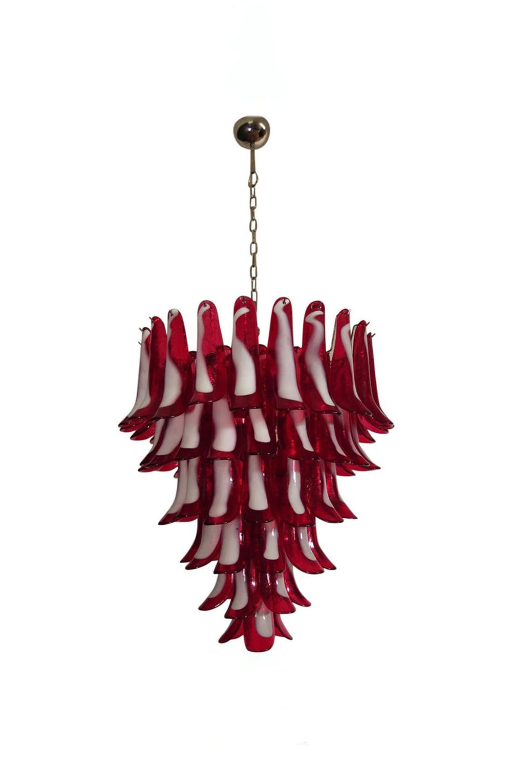Mid-Century Red Art Glass Petal Chandelier | everlamps