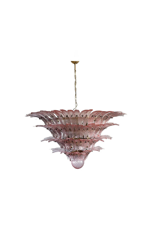 Art Four-tier pink glass palm leaf chandelier | everlamps