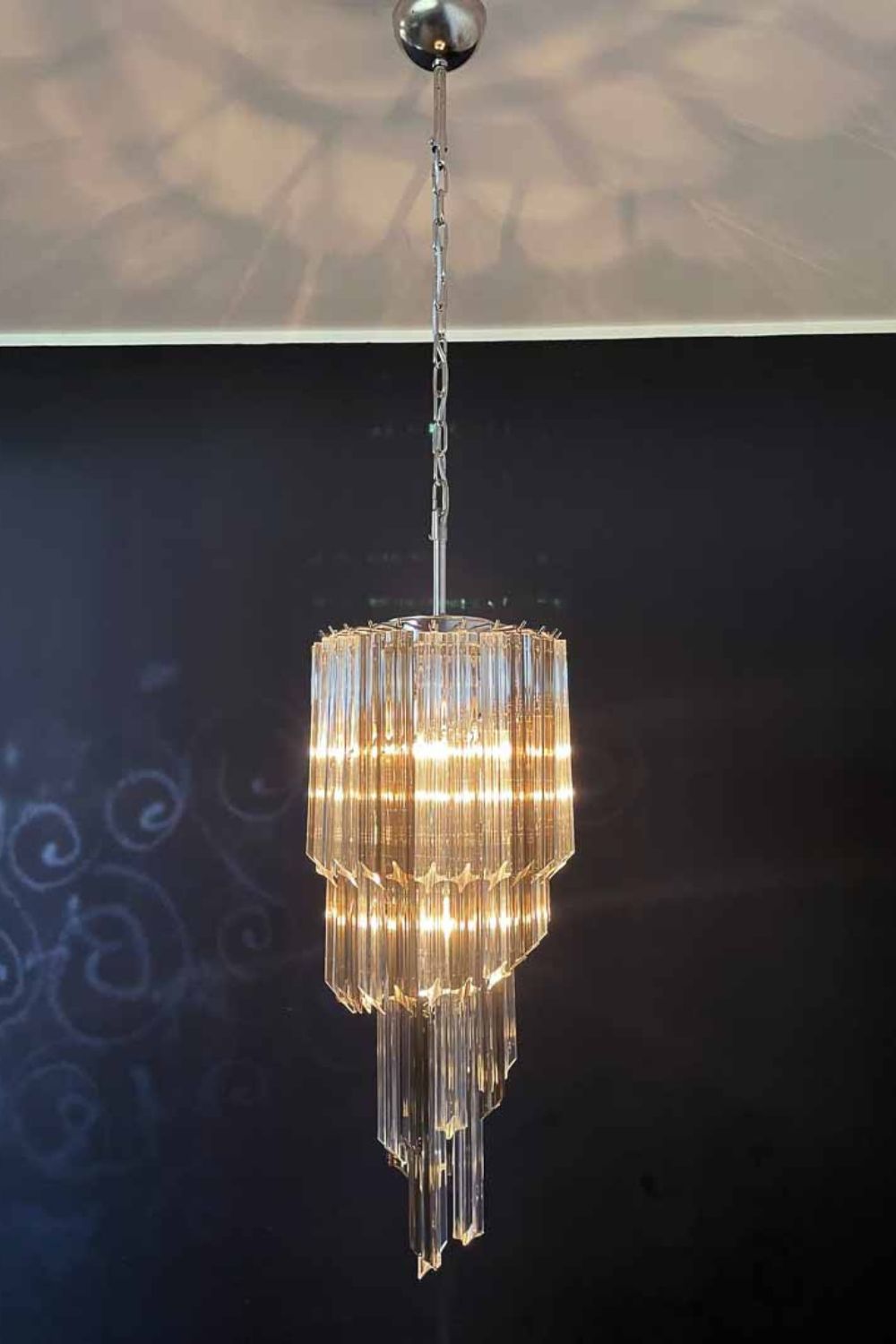 Vintage Smoked Art Glass Prism Spiral Chandelier - view 2 | everlamps