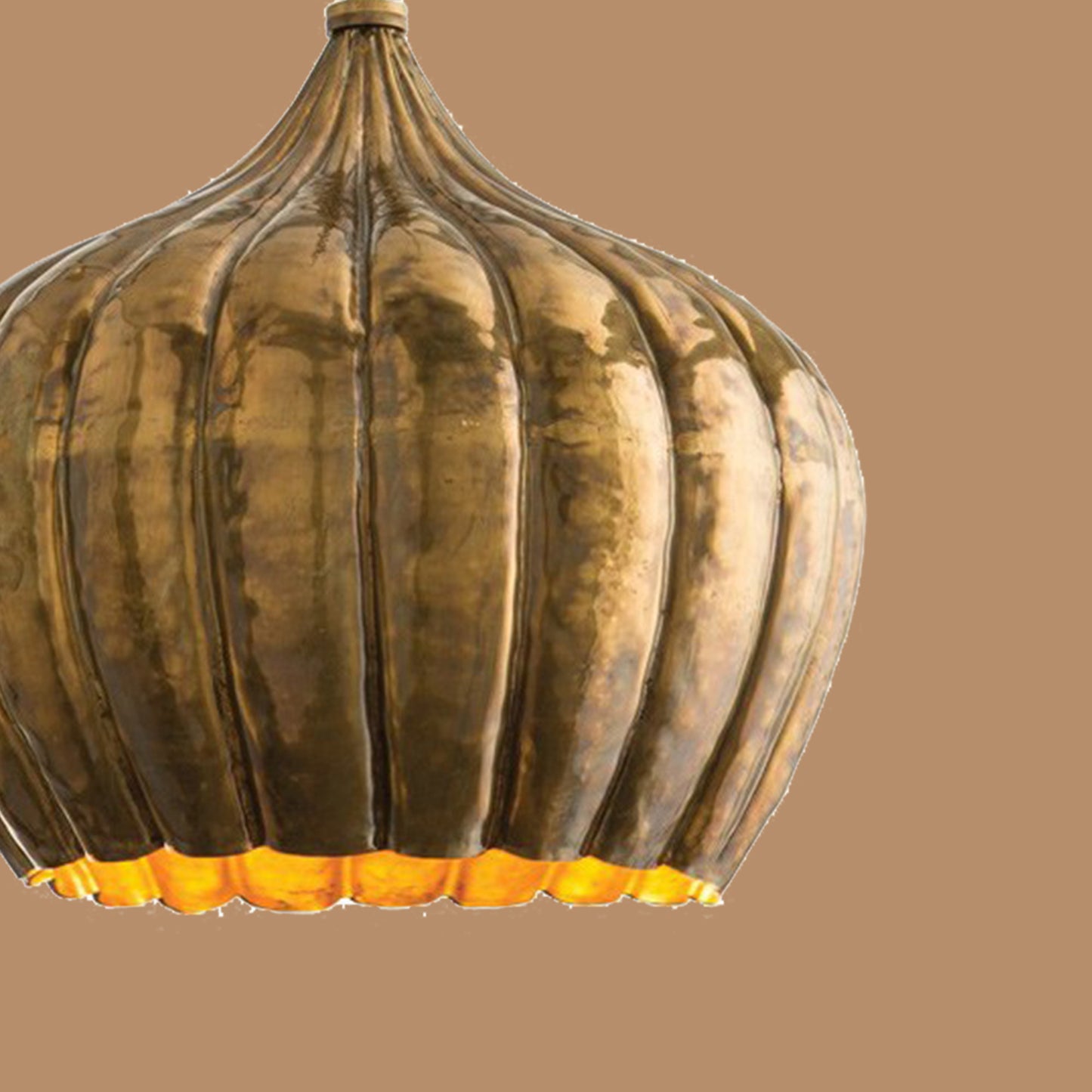 Rustic Ribbed Metal Pendant Light