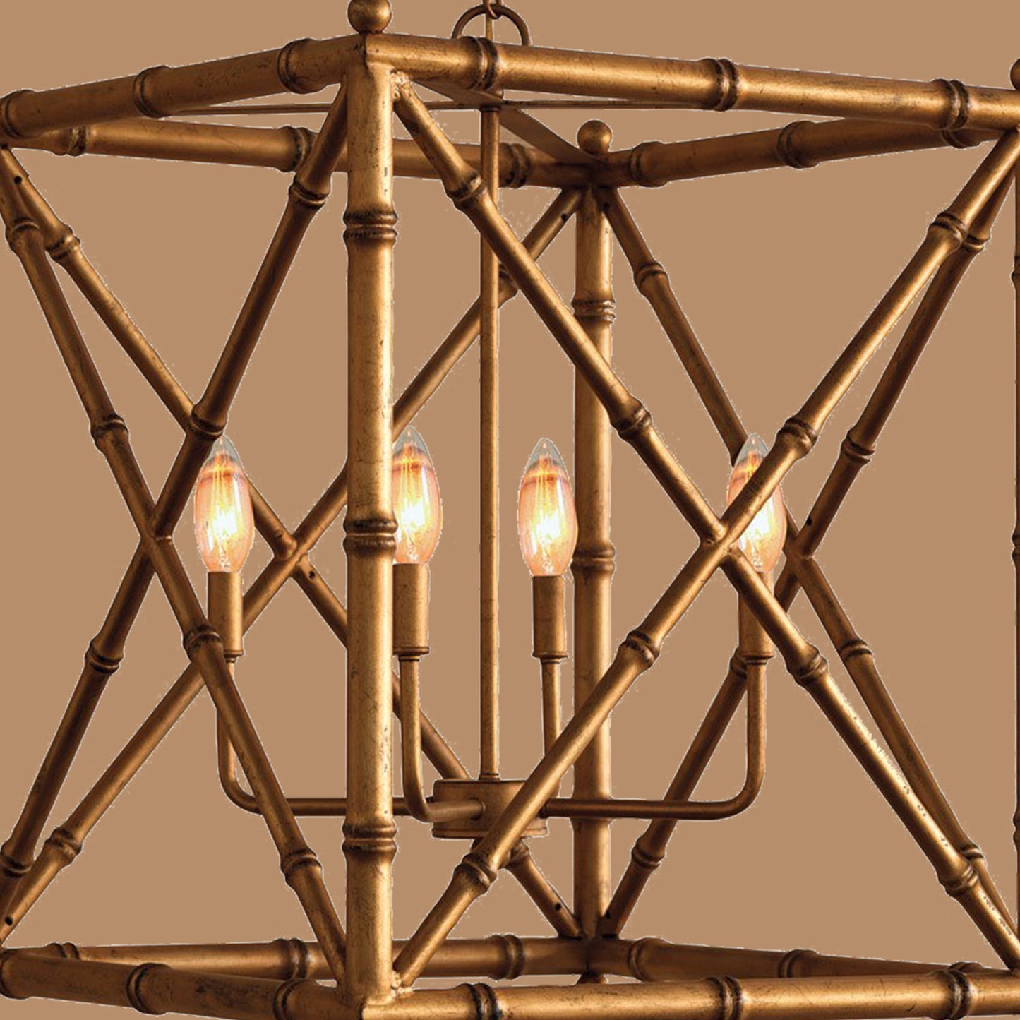 Bamboo Style Geometric Lantern Chandelier