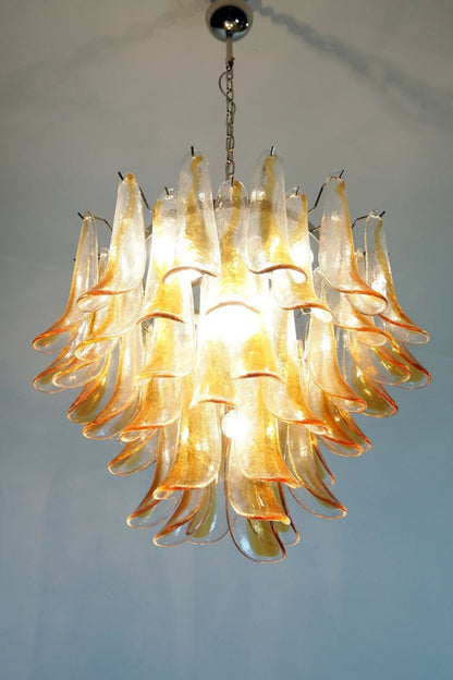 Mazzega Amber Glass Petal Chandelier - view 3 | everlamps