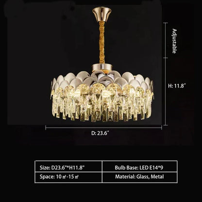 Modern Fish Scale Tiered Crystal Pendant Chandelier Suit for Living Room & Bedroom