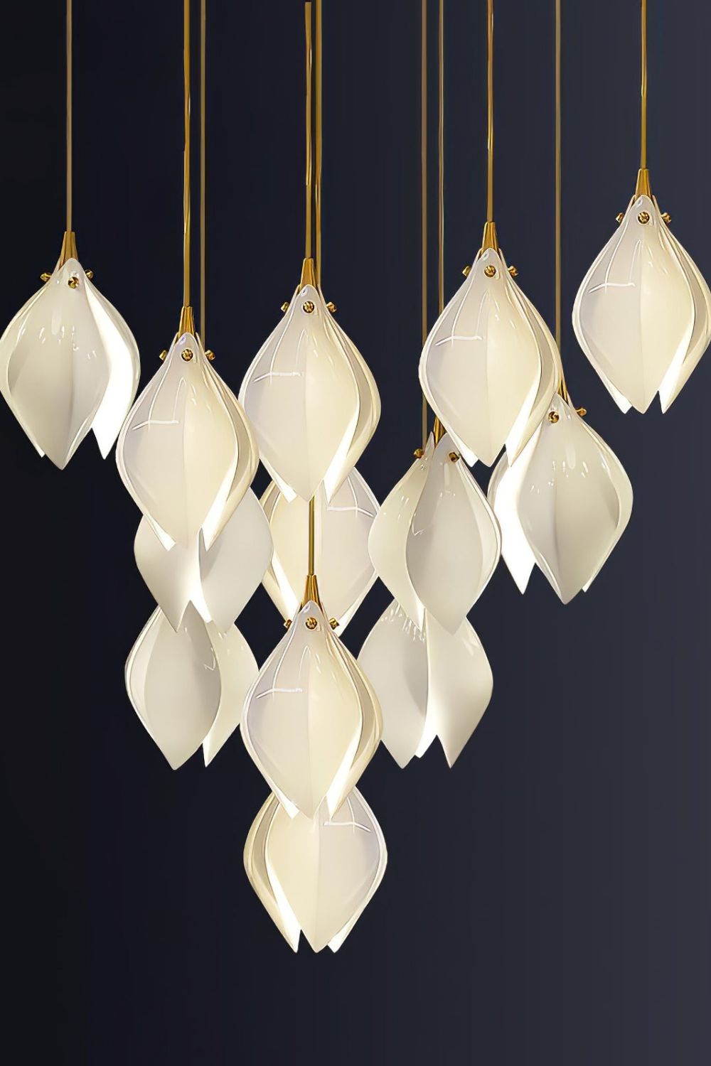 Gold Stem Ceramic Flower Chandelier - view 19 | everlamps