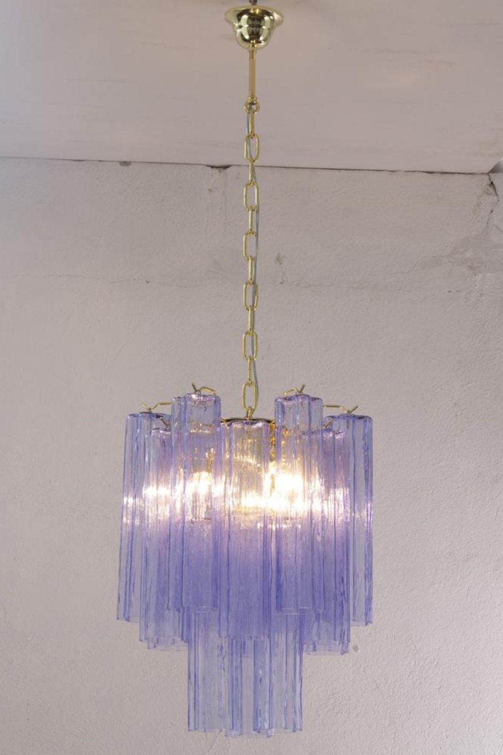 Vintage Art Blue-Purple Glass Tube Chandelier - view 2 | everlamps
