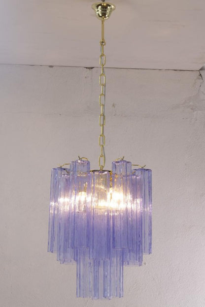 Vintage Art Blue-Purple Glass Tube Chandelier - view 2 | everlamps