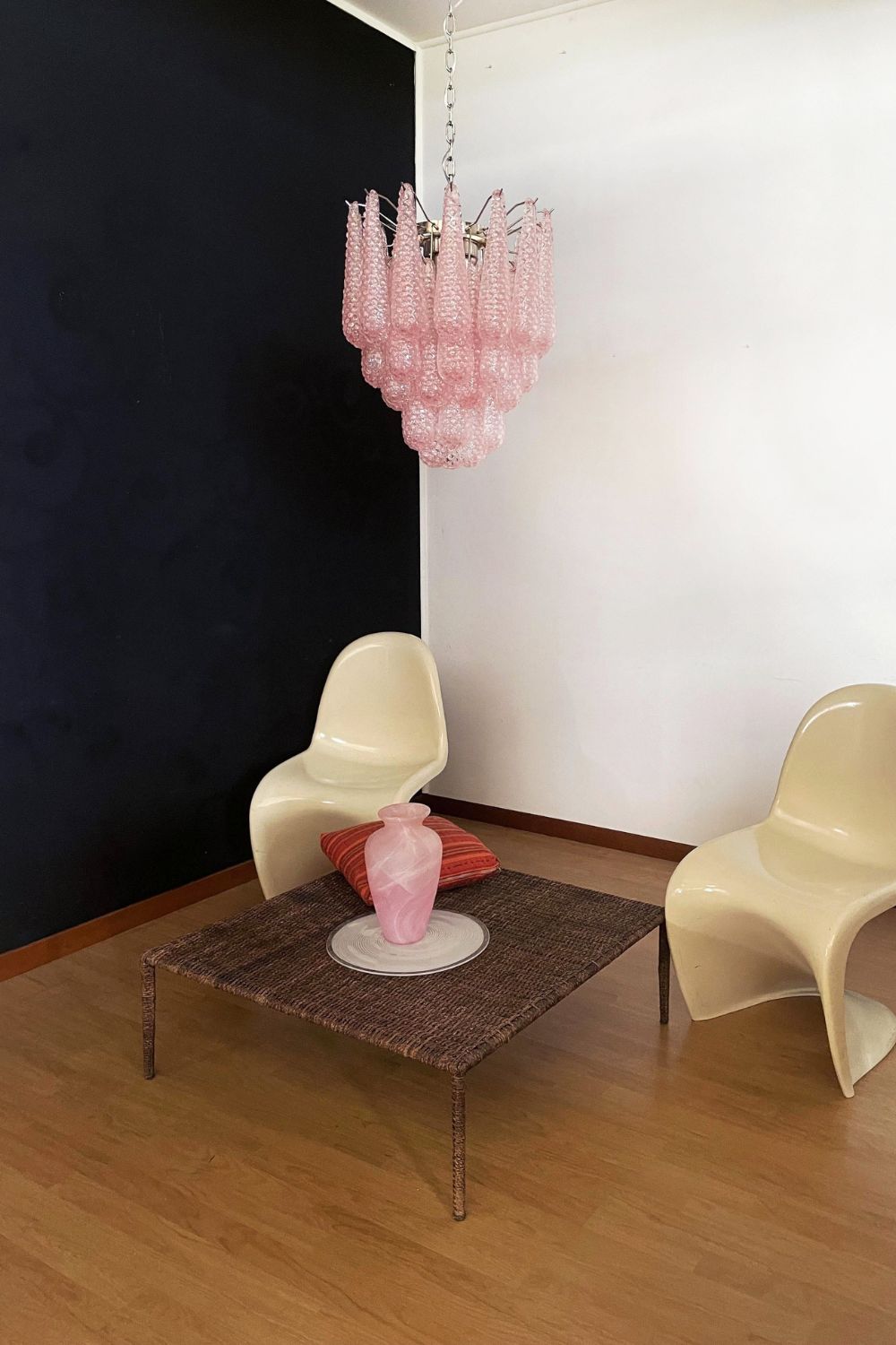 Pink Art Glass Teardrop Chandelier - view 6 | everlamps