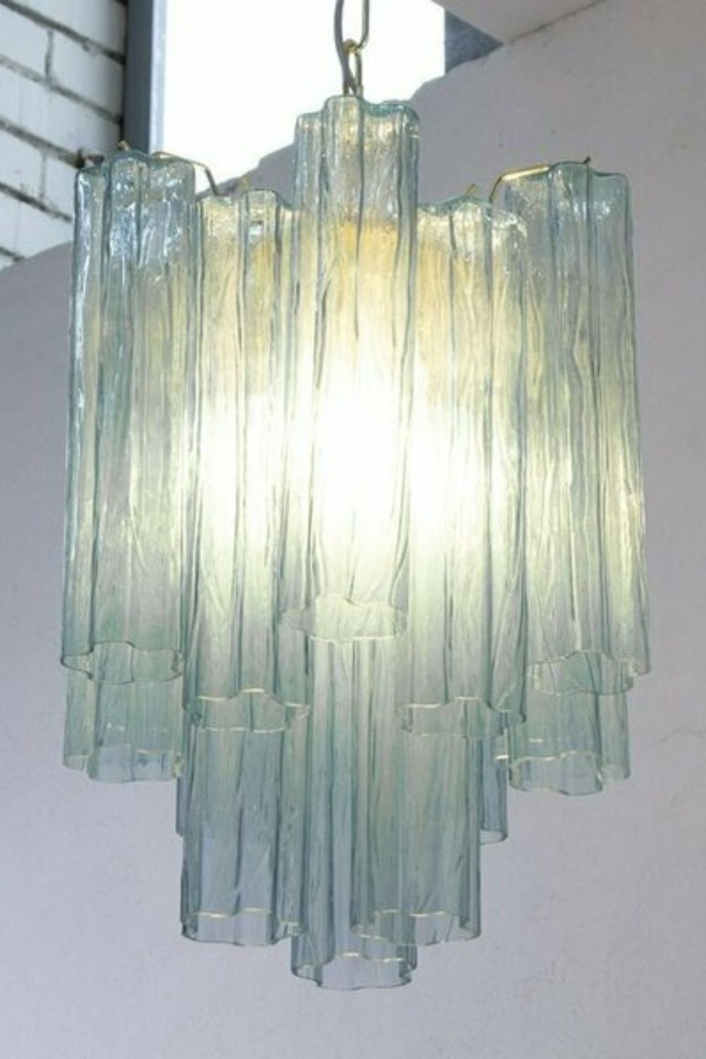 Retro Suspension Lamp with Blue Art Glass Tubes - view 4 | everlamps