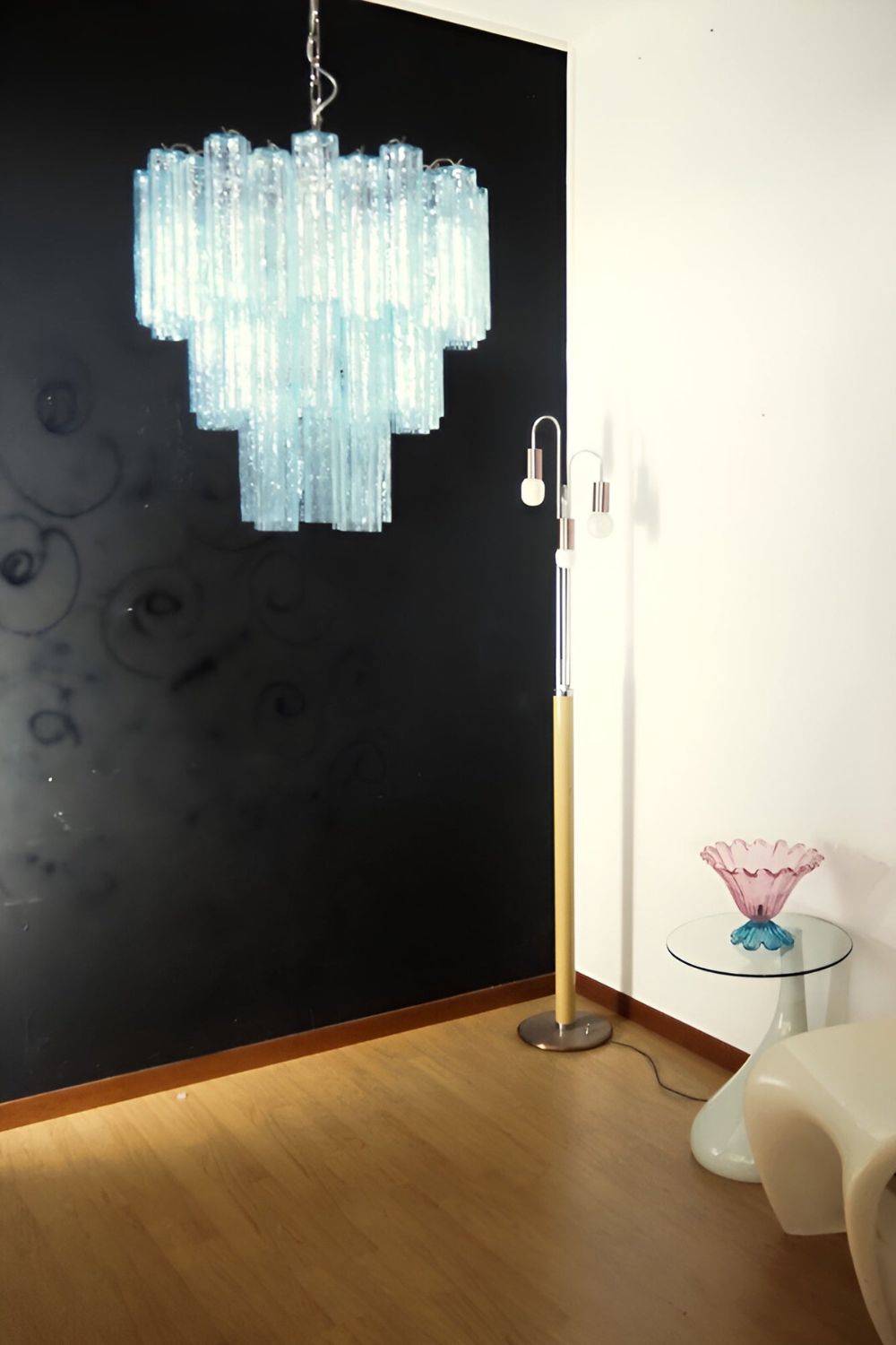 Three-tier Art Venetian blue glass chandelier - view 4 | everlamps