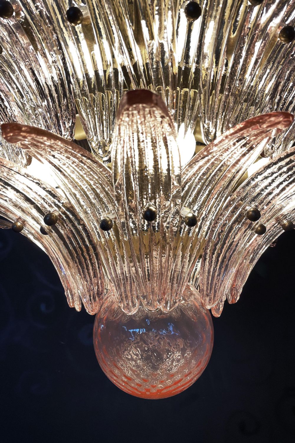 Art Four-tier pink glass palm leaf chandelier - view 13 | everlamps