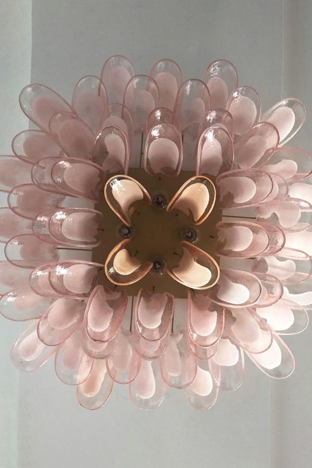 1990s Italian Art Pink Flower Chandelier - view 7 | everlamps