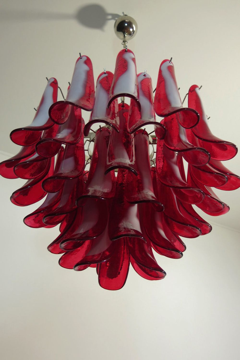 Red Art Glass Petal Chandelier - view 3 | everlamps