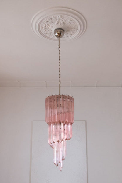 Pink Art Glass Prism Spiral Chandelier - view 3 | everlamps