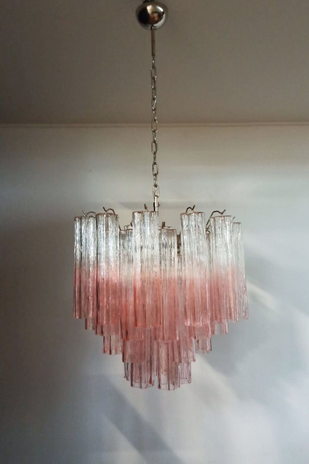 Pink Gradient Art Glass Tube Chandelier - view 2 | everlamps