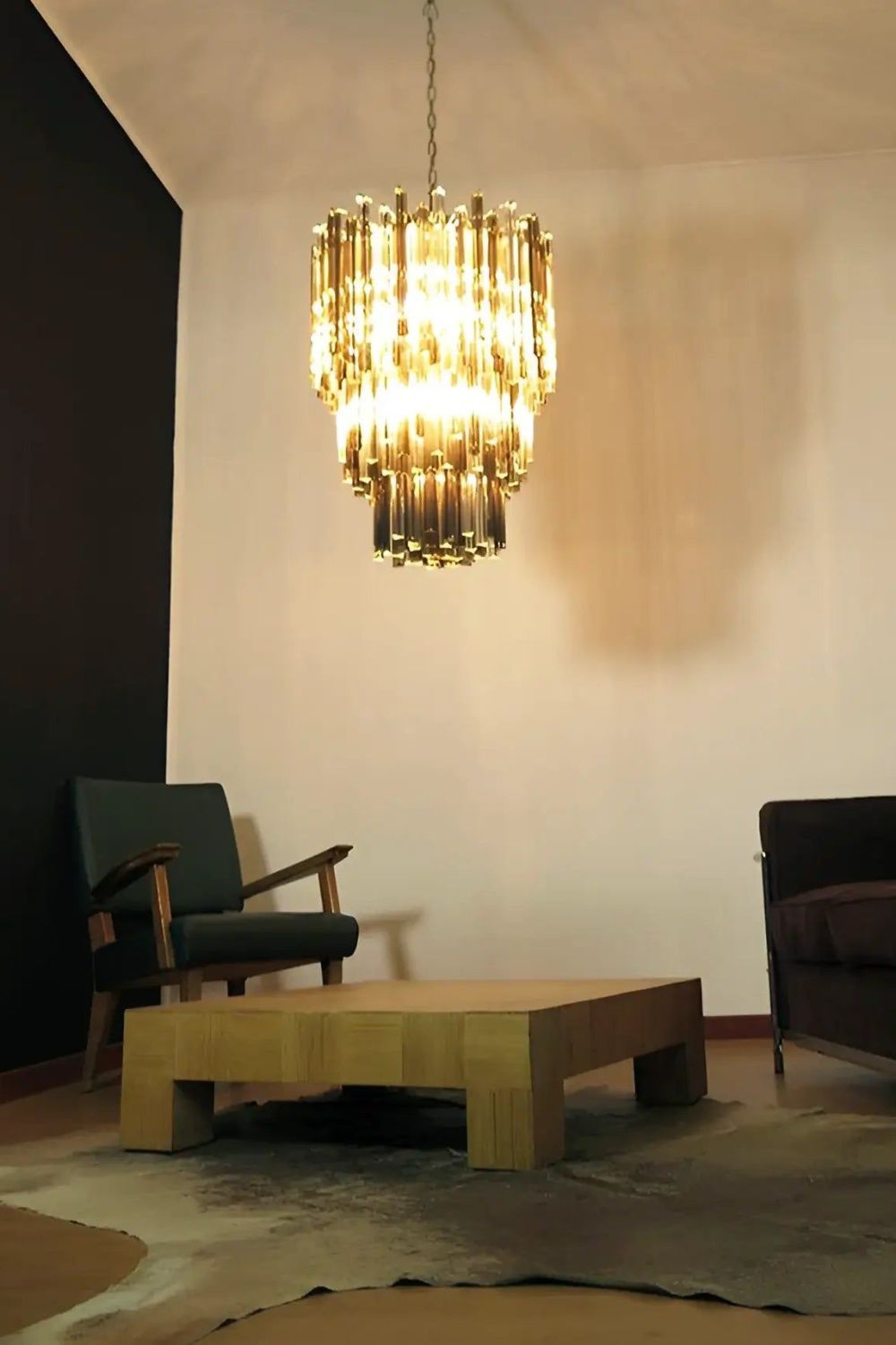 Smoked and Clear Art Glass Prism Chandelier - view 4 | everlamps