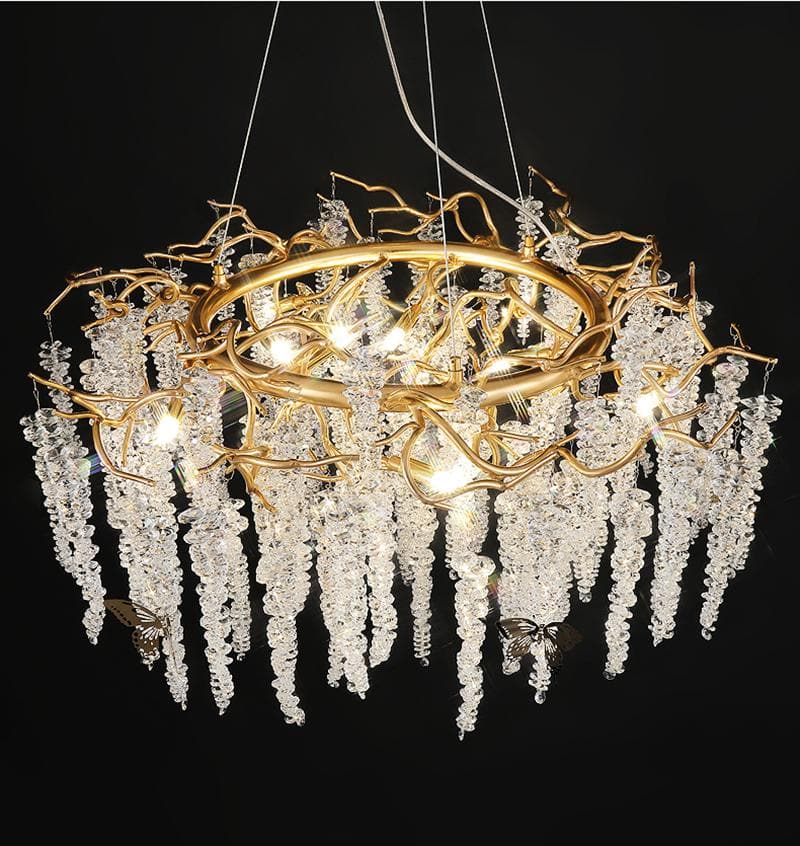 Branch Luxury Long Snowflake Crystal Chandelier