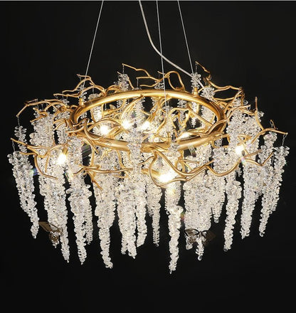 Branch Luxury Long Snowflake Crystal Chandelier