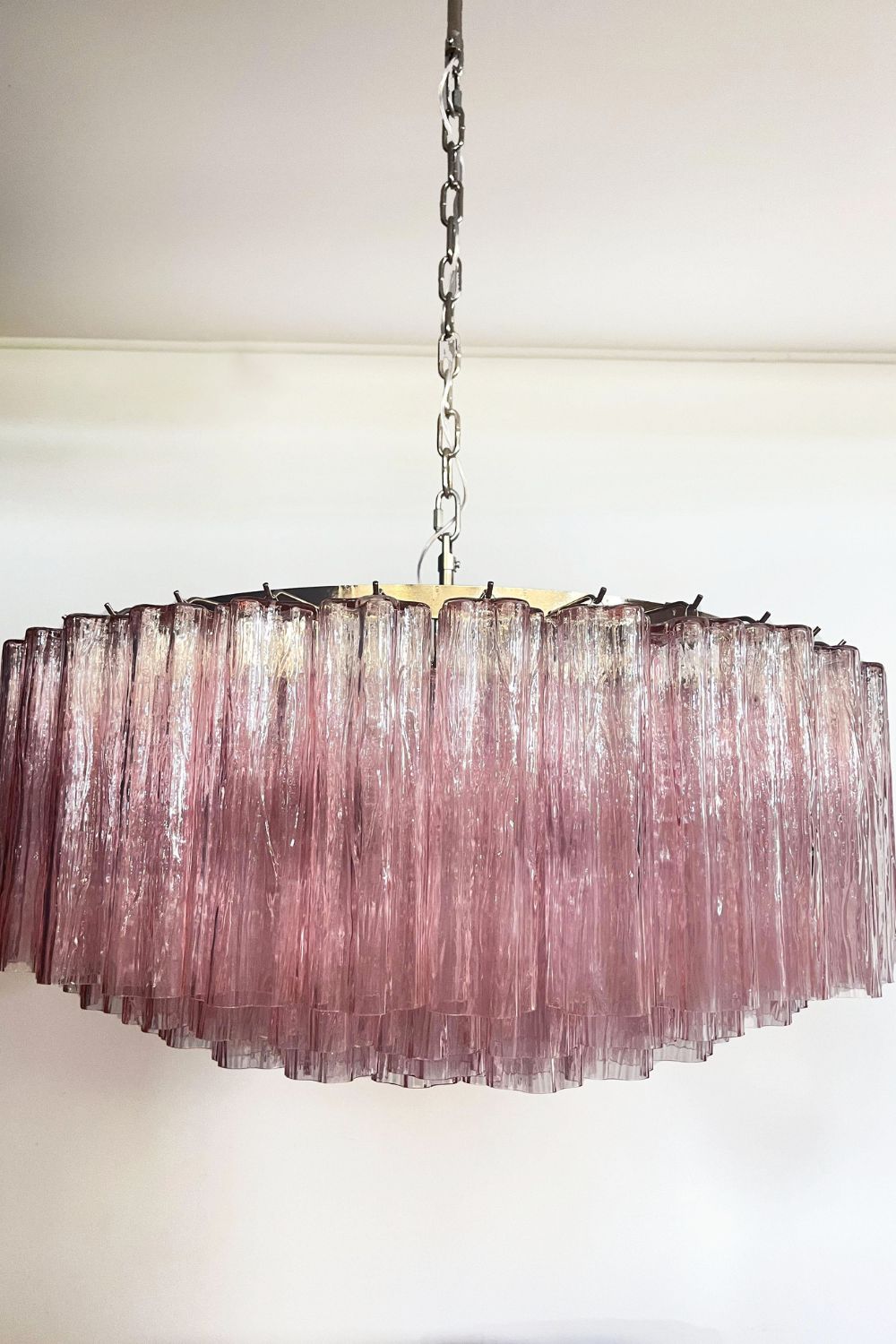 Pink Art Glass Tube Chandelier - view 11 | everlamps