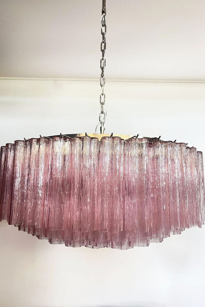 Pink Art Glass Tube Chandelier - view 11 | everlamps