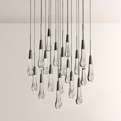 Raindrop Glass Round Solitaire Chandelier-Everlamps