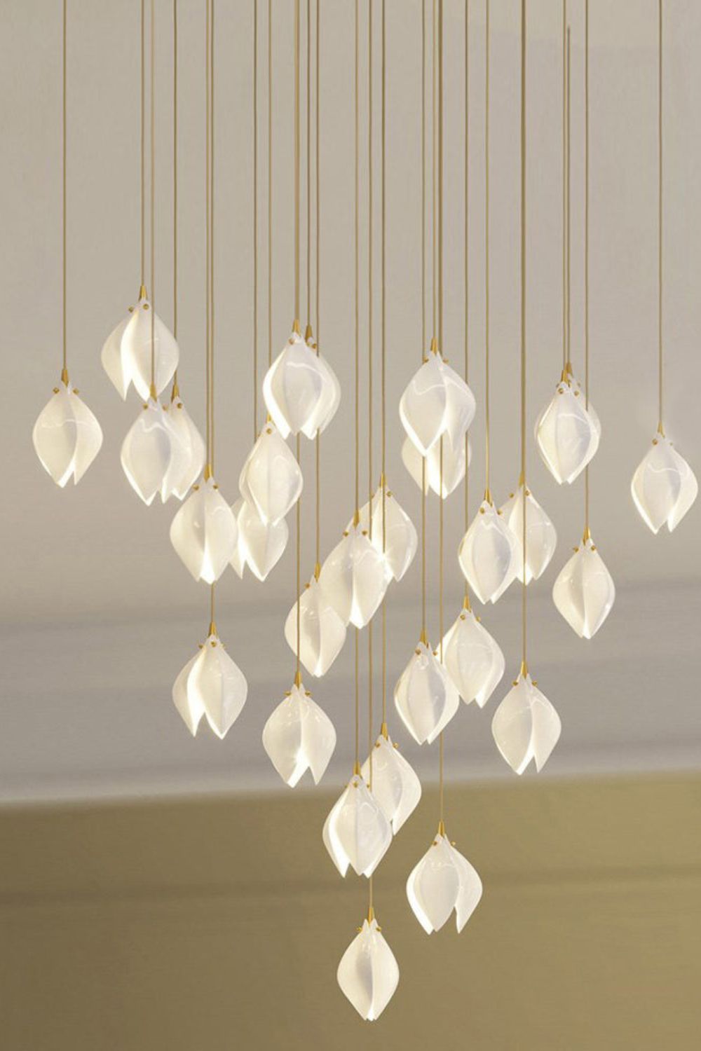 Gold Stem Ceramic Flower Chandelier - view 6 | everlamps