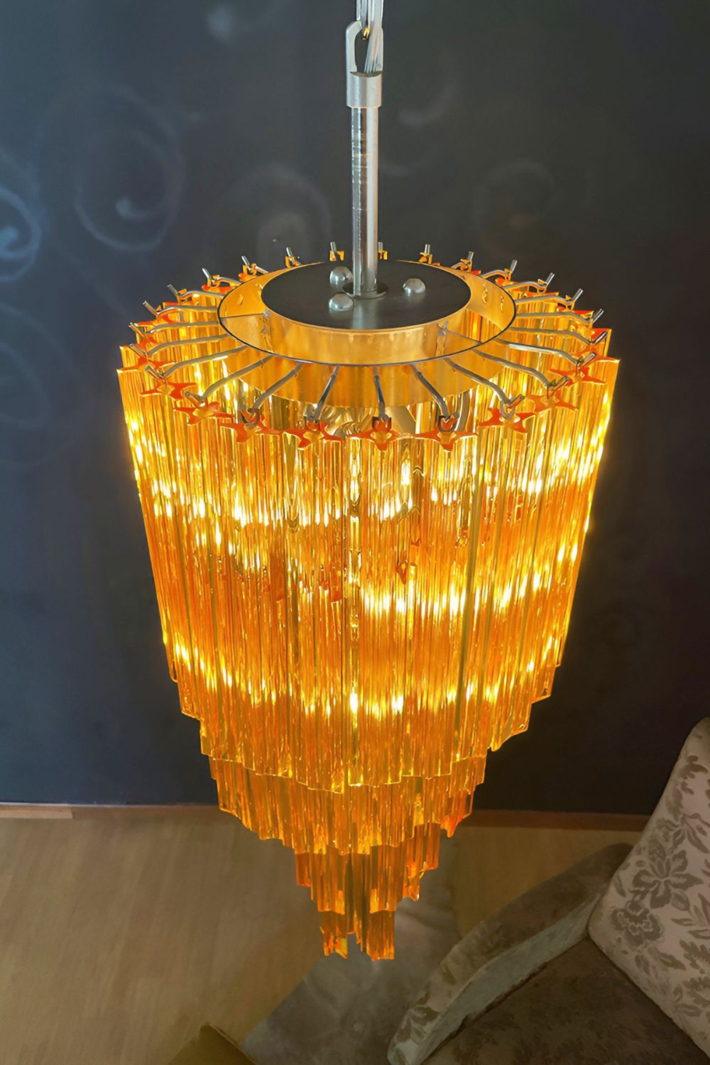 Amber Murano Glass Prism Spiral Chandelier - view 9 | everlamps