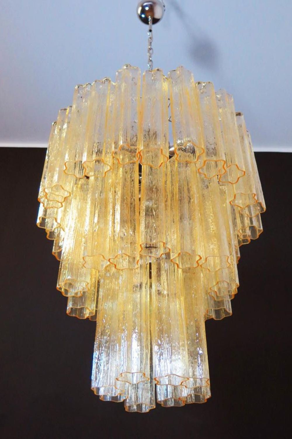 Three-Tier Yellow  Glass Art Chandelier - view 13 | everlamps