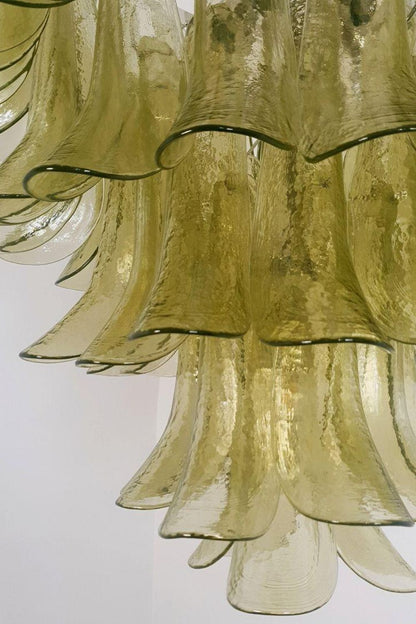 1970s Green Art Glass Petal Chandelier - view 9 | everlamps