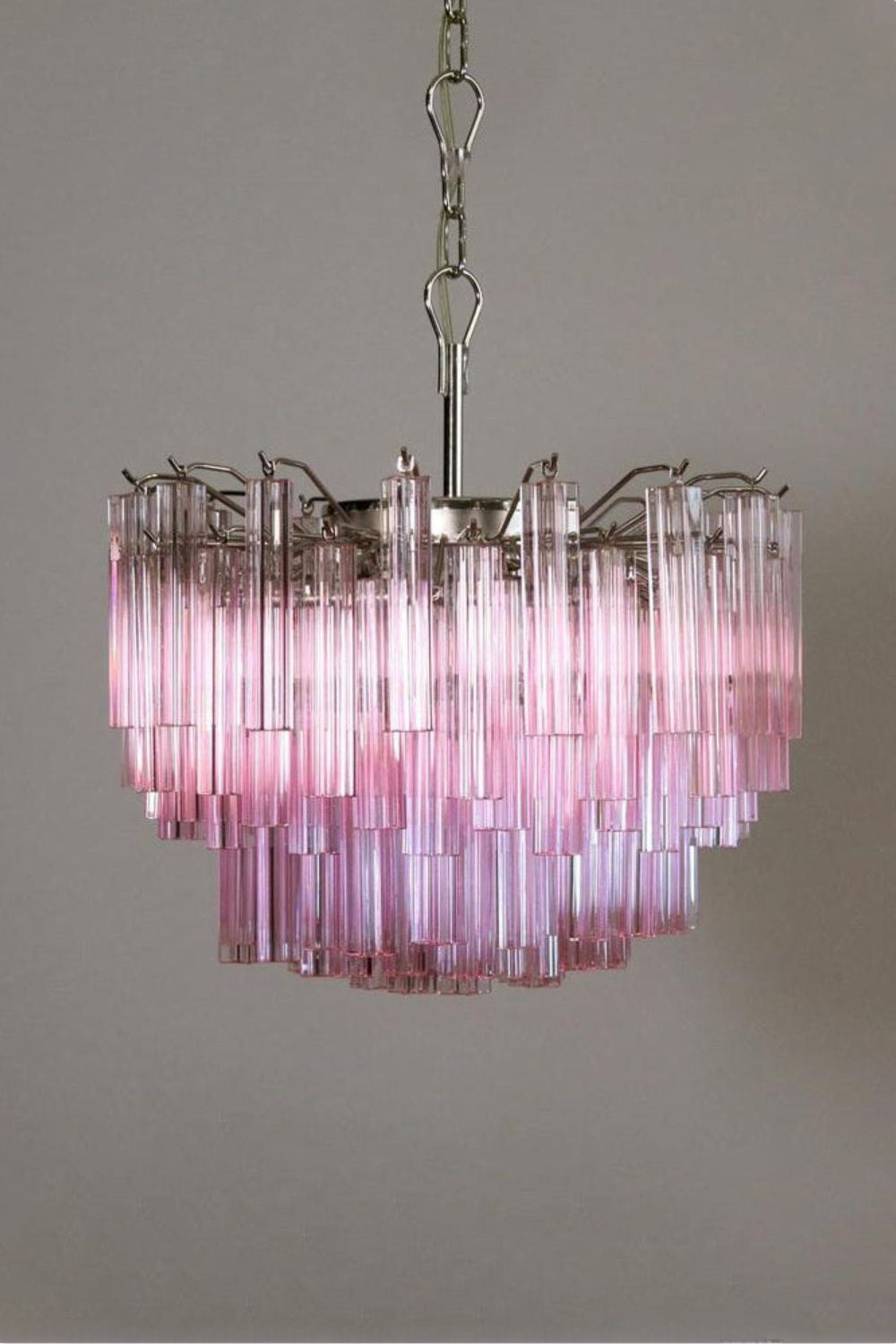 Venetian Pink Crystal Tube Art Chandelier - view 8 | everlamps