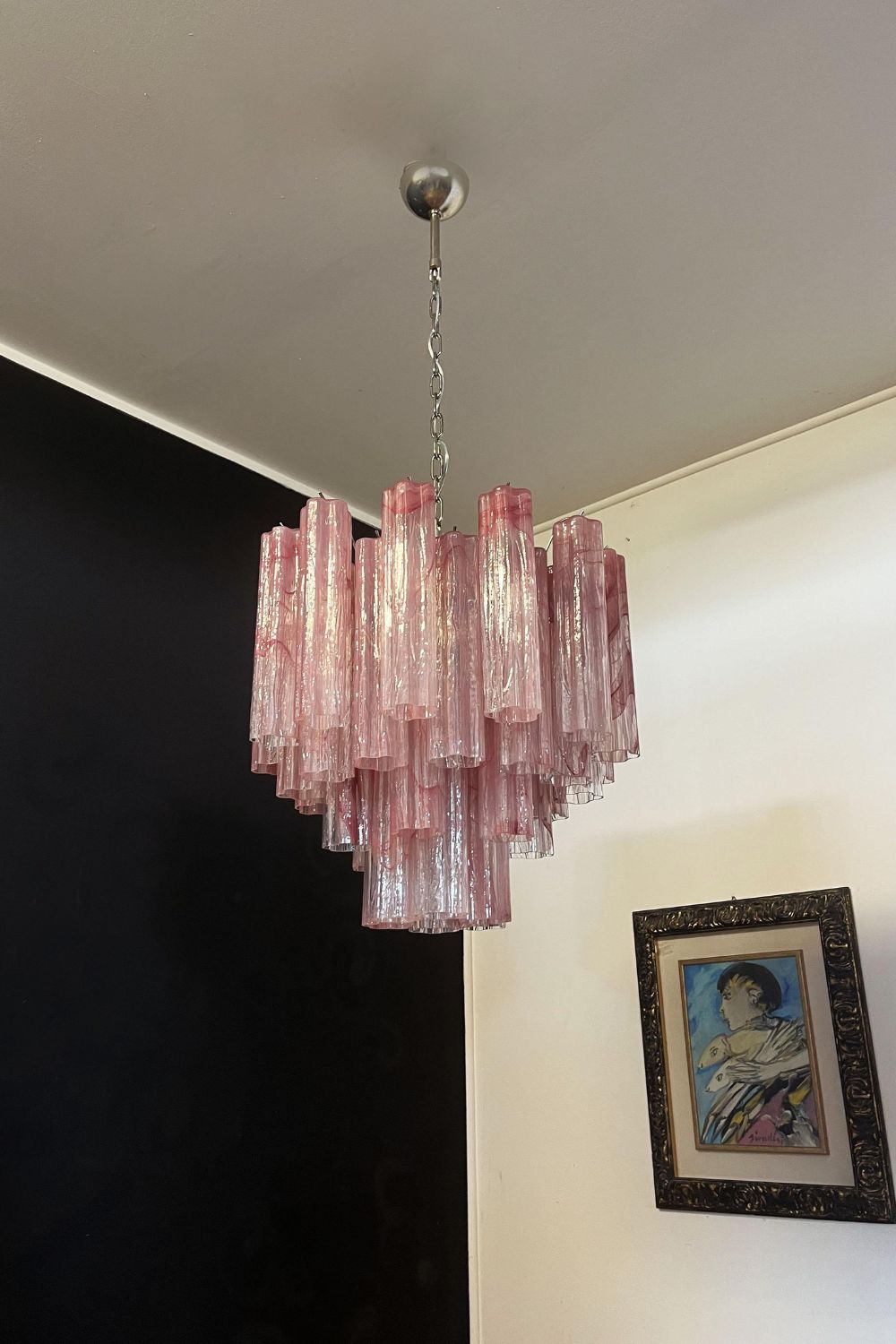 Pink Art Glass Tree Branch Chandelier - view 3 | everlamps