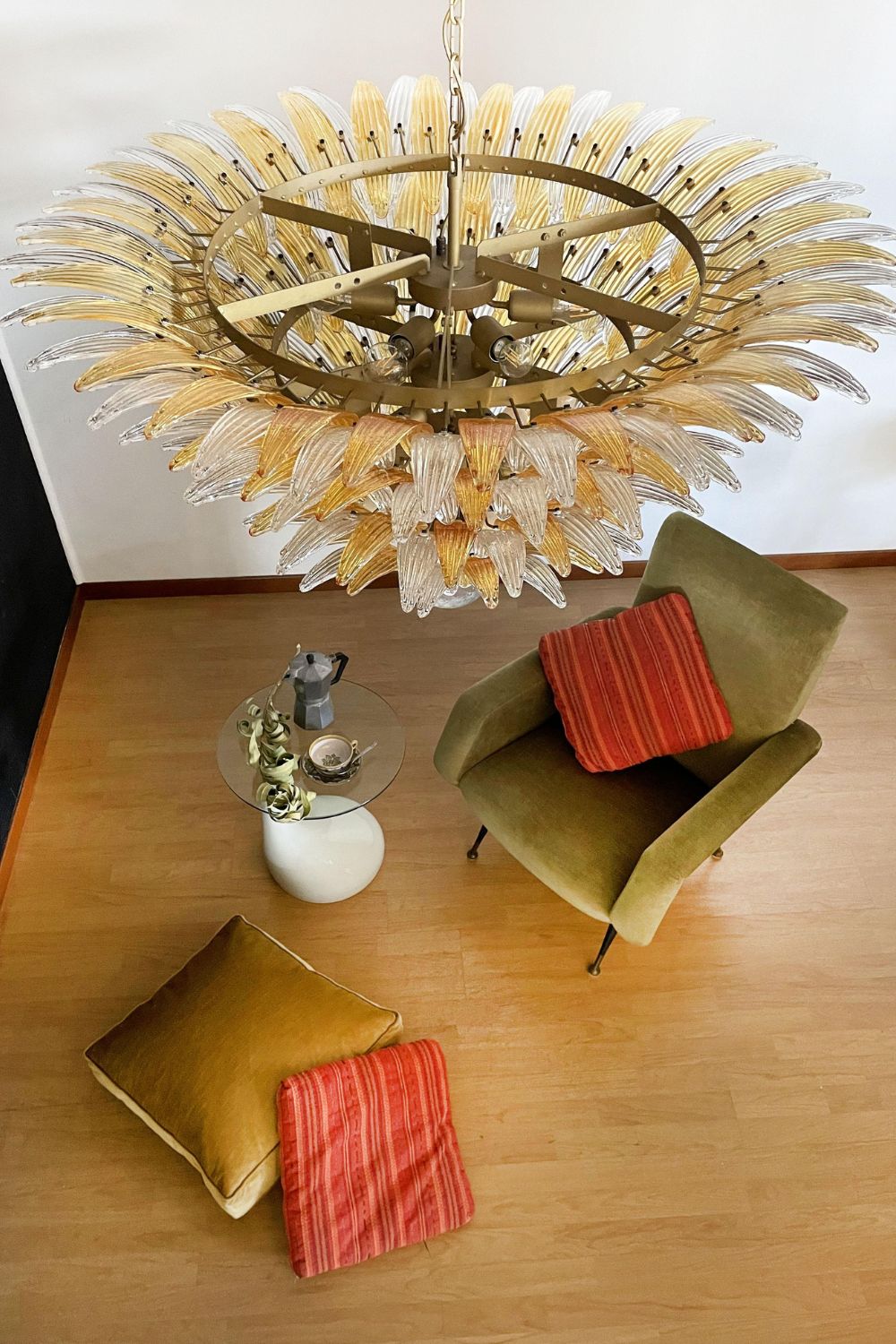 Amber and Clear Art Glass Palmette Chandelier - view 6 | everlamps