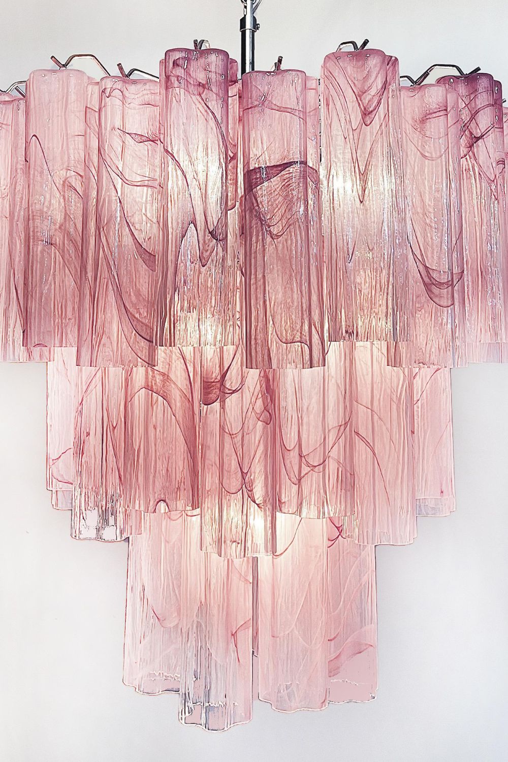 Ruby Glow Art Three-Tier Glass Chandelier - view 11 | everlamps