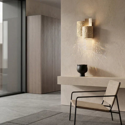Amadeo Square Brass Crystal Sconce