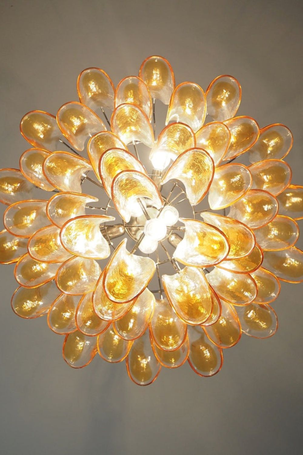 Mazzega Amber Glass Petal Chandelier - view 6 | everlamps