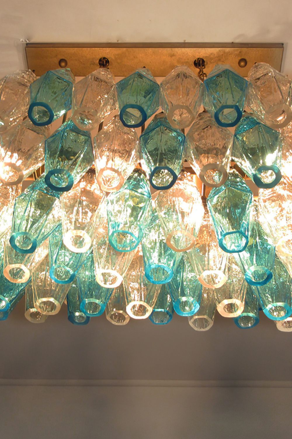 Vintage blue and clear glass Art Poliedri chandelier - view 9 | everlamps
