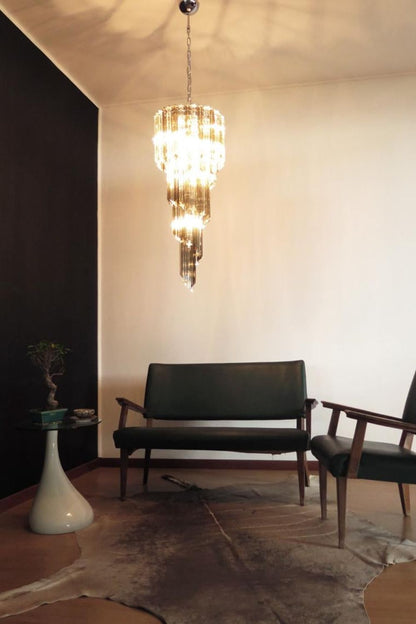 1983 Smoked Glass Prism Chandelier - view 2 | everlamps