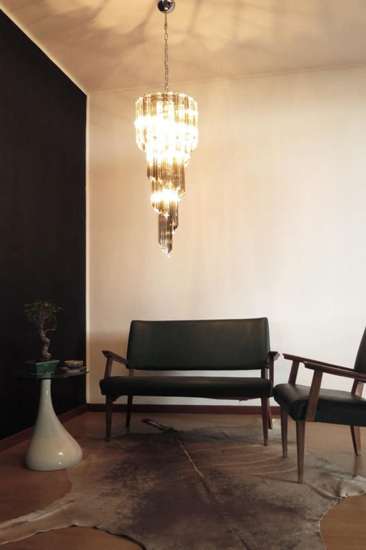 1983 Smoked Glass Prism Chandelier - view 2 | everlamps
