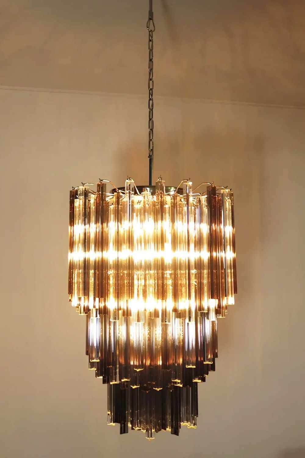 Smoked and Clear Art Glass Prism Chandelier - view 5 | everlamps