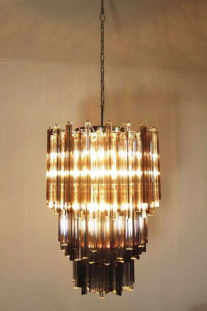 Smoked and Clear Art Glass Prism Chandelier - view 5 | everlamps