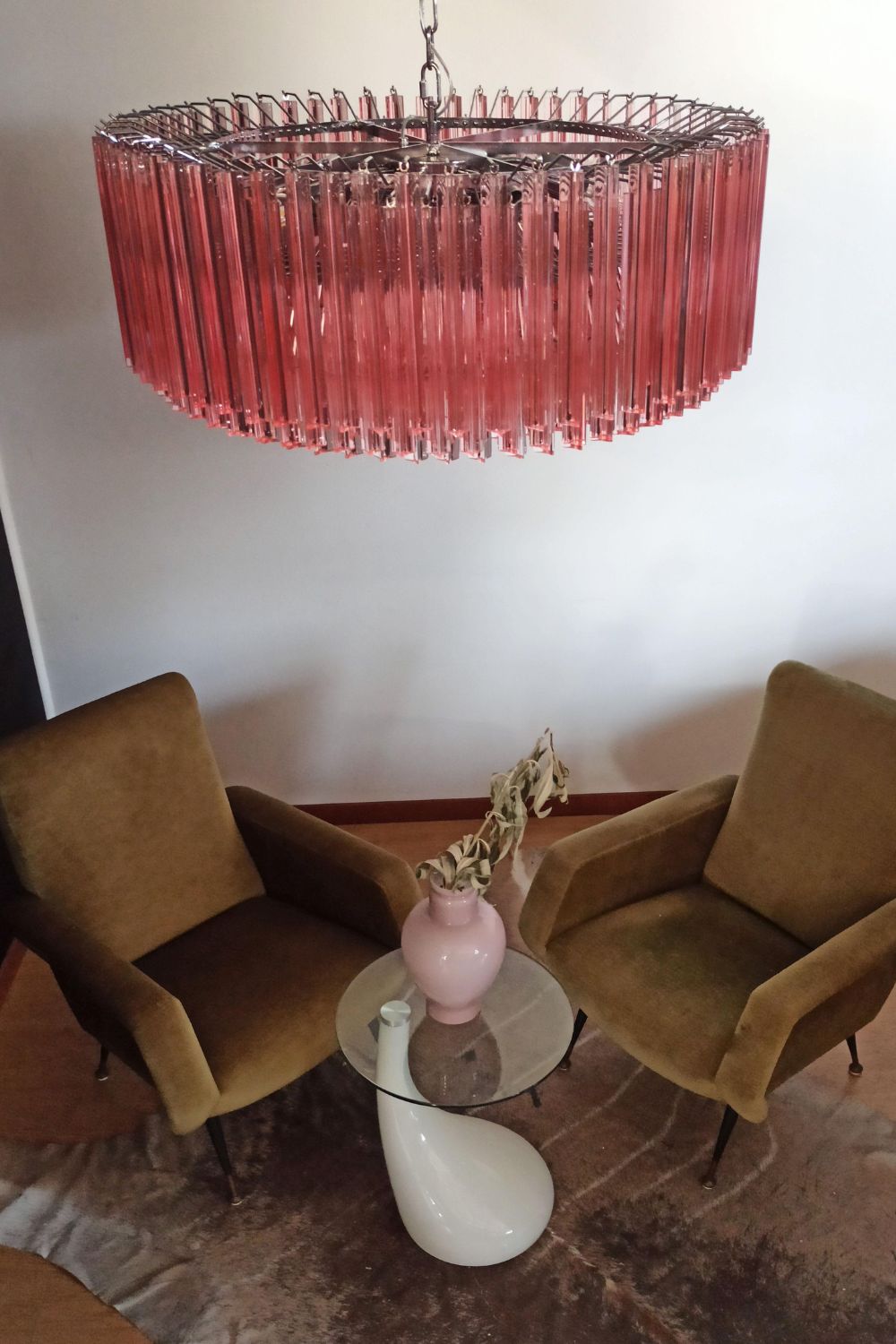 Large pink Art Triedri glass prism chandelier - view 5 | everlamps
