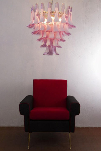 Fuchsia and White Art Glass Petal Tiered Chandelier - view 2 | everlamps