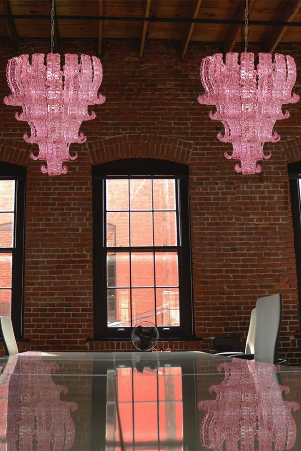 Art pink glass Felci chandelier - view 6 | everlamps